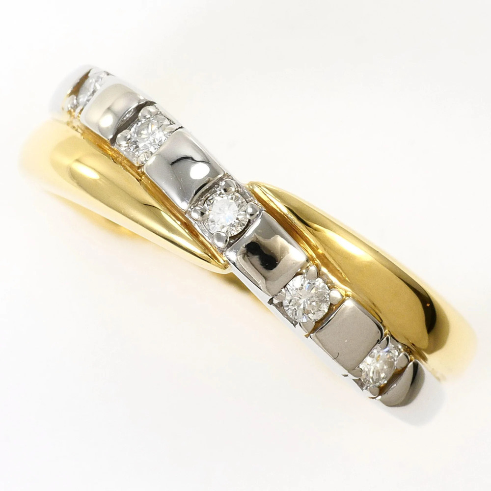 PT900 Platinum 18K Yellow Gold Ring with 0.13ct Diamond, Certificate of Authe...